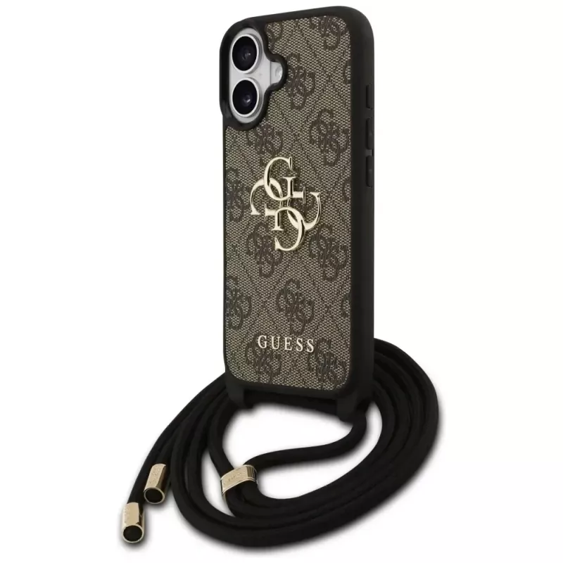 Guess 4G Big Logo Cord Stap Crossbody Cover per iPhone 17 marrone