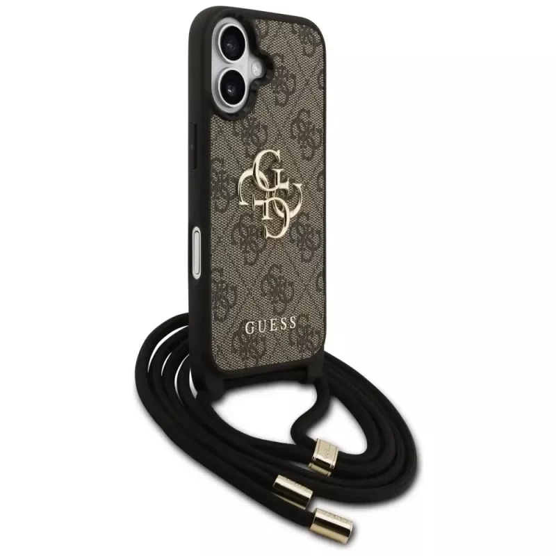 Guess 4G Big Logo Cord Stap Crossbody Cover per iPhone 17 marrone