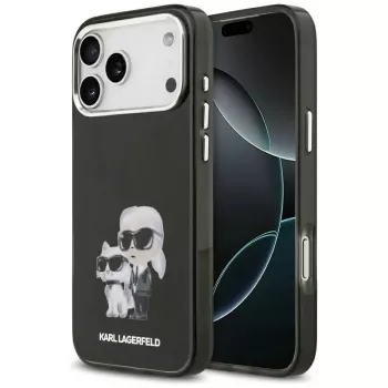 Custodia MagSafe Karl Lagerfeld IML Aquarelle Karl & Choupette & Logo per iPhone 17 Pro (nero)