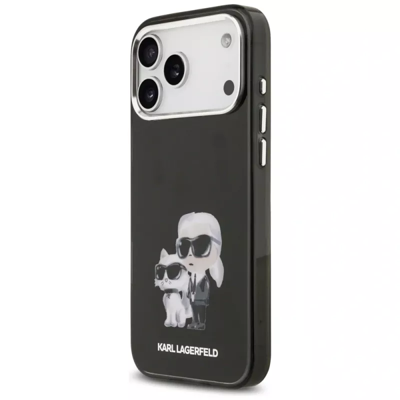 Custodia MagSafe Karl Lagerfeld IML Aquarelle Karl & Choupette & Logo per iPhone 17 Pro (nero)