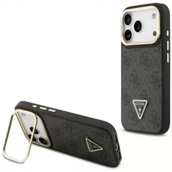 Custodia MagSafe Guess 4G PU Triangle Logo & Stand Camera per iPhone 17 Pro nero