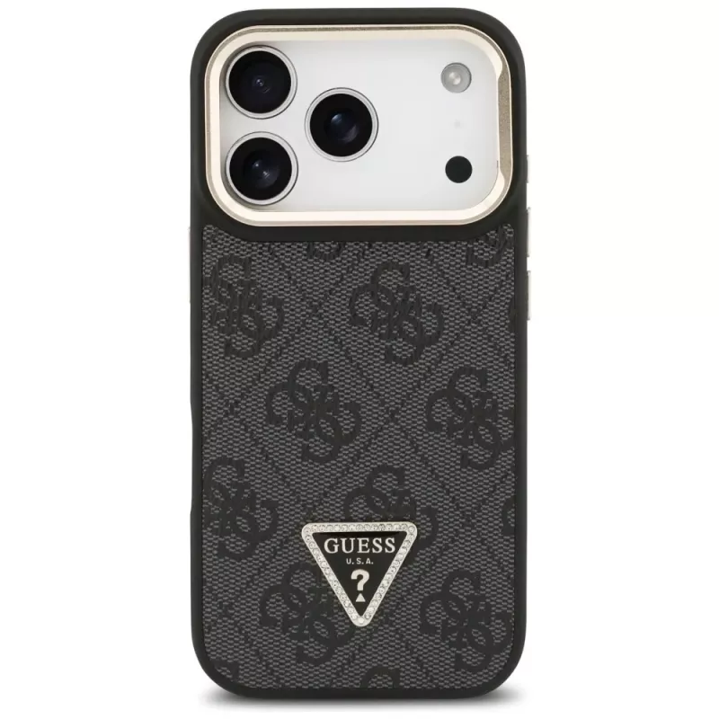 Custodia MagSafe Guess 4G PU Triangle Logo & Stand Camera per iPhone 17 Pro nero