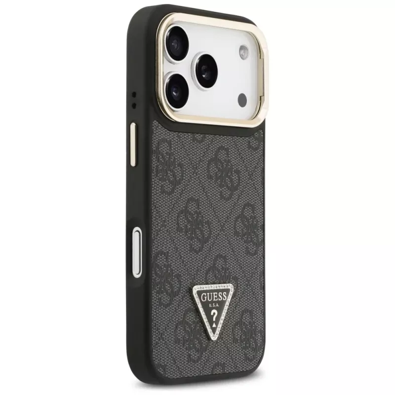 Custodia MagSafe Guess 4G PU Triangle Logo & Stand Camera per iPhone 17 Pro nero