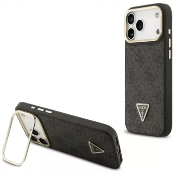 Custodia MagSafe Guess 4G PU Triangle Logo & Stand Camera per iPhone 17 Pro Max nero