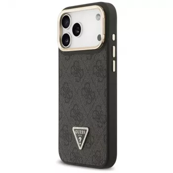Custodia MagSafe Guess 4G PU Triangle Logo & Stand Camera per iPhone 17 Pro Max nero