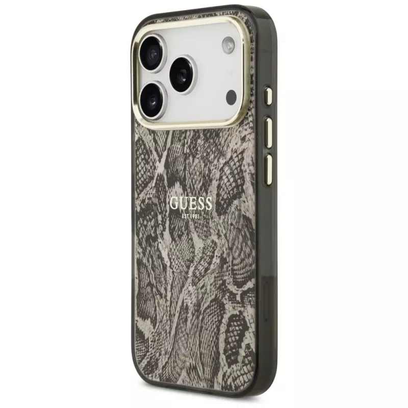 Custodia MagSafe Guess Python Pattern per iPhone 17 Pro marrone