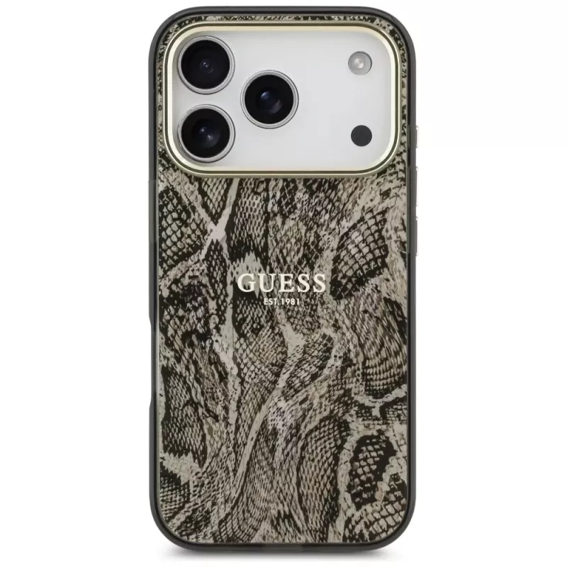 Custodia MagSafe Guess Python Pattern per iPhone 17 Pro marrone