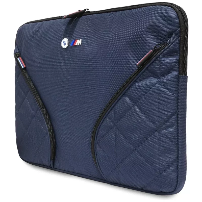 Custodia per laptop BMW in nylon 16 pollici blu navy con logo in metallo