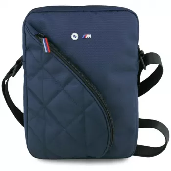 Borsa a tracolla BMW in nylon con tasche e logo in metallo, 10 pollici, blu navy