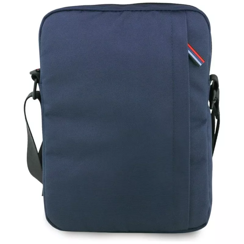 Borsa a tracolla BMW in nylon con tasche e logo in metallo, 10 pollici, blu navy