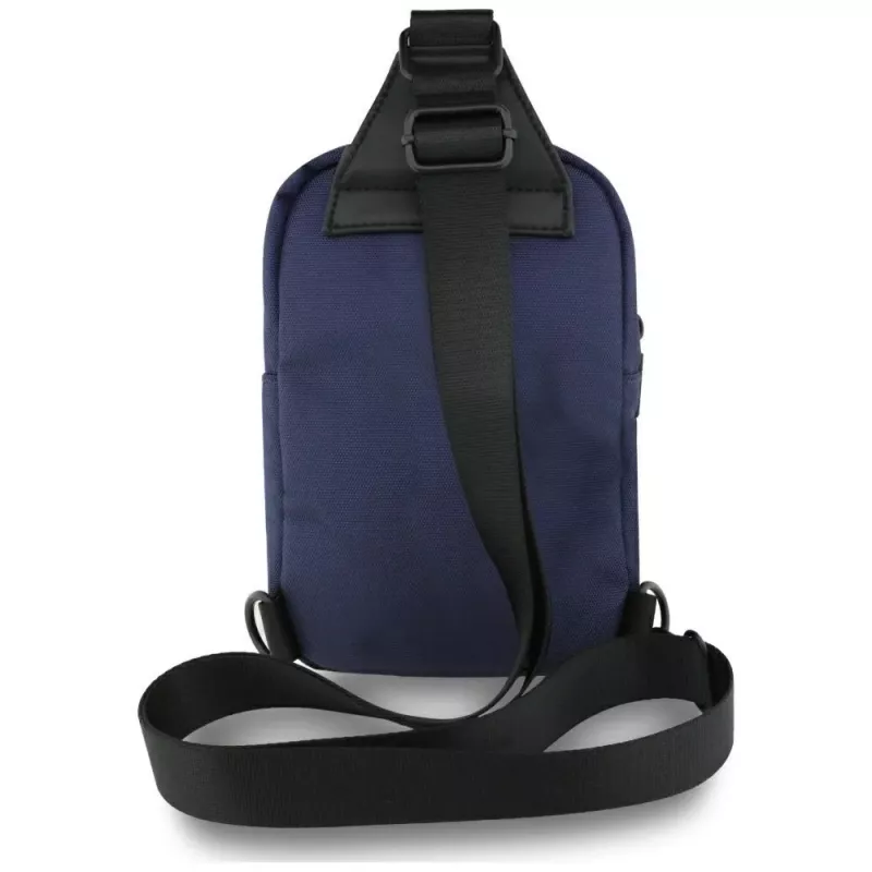 Borsa per telefono a tracolla BMW in nylon con tasca e logo in metallo blu navy