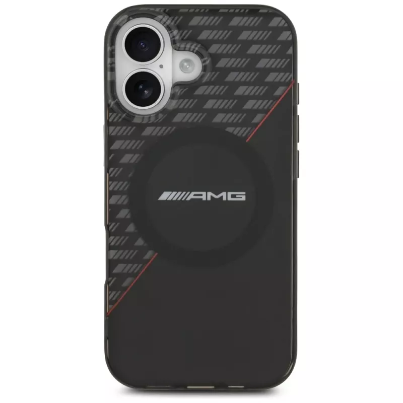 Custodia Mercedes AMG Double Layer trasparente Rhombs MagSafe per iPhone 17, nero/rosso
