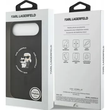 Custodia in silicone KARL LAGERFELD Karl & Choupette Ring MagSafe per Apple iPhone Air - nero