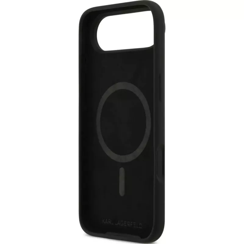 Custodia in silicone KARL LAGERFELD Karl & Choupette Ring MagSafe per Apple iPhone Air - nero