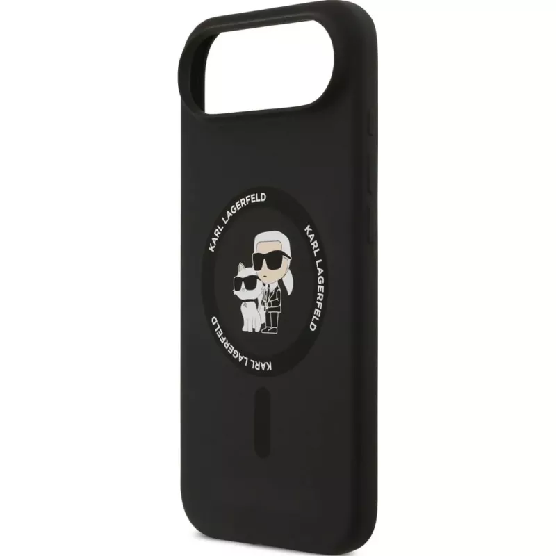 Custodia in silicone KARL LAGERFELD Karl & Choupette Ring MagSafe per Apple iPhone Air - nero