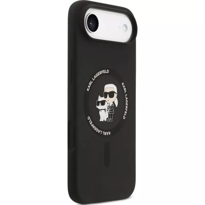 Custodia in silicone KARL LAGERFELD Karl & Choupette Ring MagSafe per Apple iPhone Air - nero