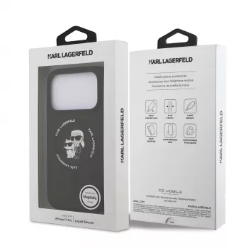 Custodia in silicone KARL LAGERFELD Karl & Choupette Ring MagSafe per Apple iPhone 17 Pro nero