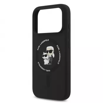 Custodia in silicone KARL LAGERFELD Karl & Choupette Ring MagSafe per Apple iPhone 17 Pro nero