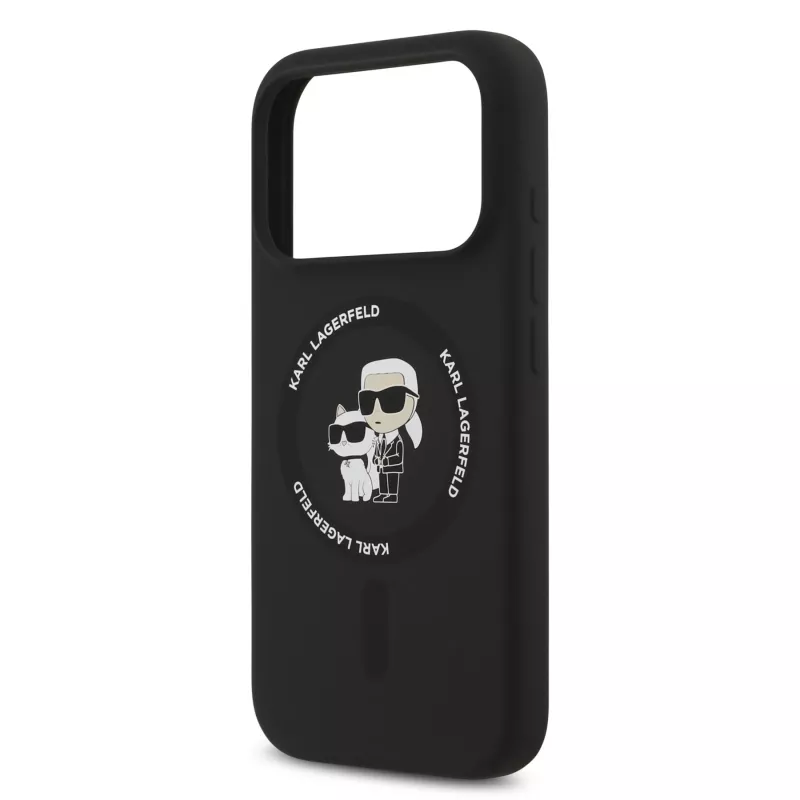 Custodia in silicone KARL LAGERFELD Karl & Choupette Ring MagSafe per Apple iPhone 17 Pro nero