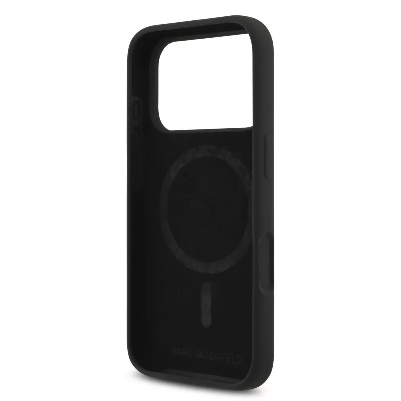 Custodia in silicone KARL LAGERFELD Karl & Choupette Ring MagSafe per Apple iPhone 17 Pro nero
