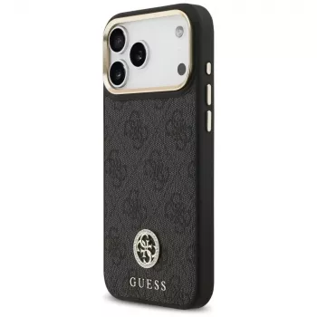 Custodia MagSafe Guess 4G Strass Logo & Big Strap Metal Buttons per iPhone 17 Pro Max nero