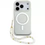 Custodia MagSafe Guess IML Glitter Pearl Strap per iPhone 17 Pro, trasparente