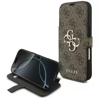 Custodia a libro Guess Book 4G Metal Logo per Apple iPhone 17 Pro, marrone
