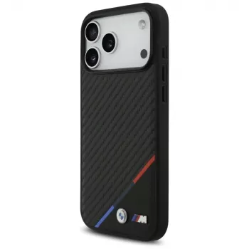 Custodia MagSafe BMW M Carbon Tricolor Line per iPhone 17 Pro Max nero