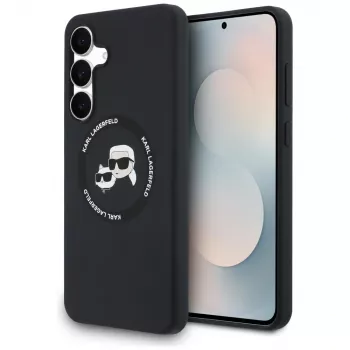 Custodia MagSafe Karl Lagerfeld Silicone Karl & Choupette Heads per Samsung Galaxy S25 FE nero