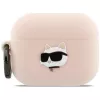 Custodia in silicone Karl Lagerfeld Choupette Head 3D per AirPods Pro 3, rosa