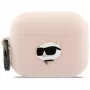 Custodia in silicone Karl Lagerfeld Choupette Head 3D per AirPods Pro 3, rosa
