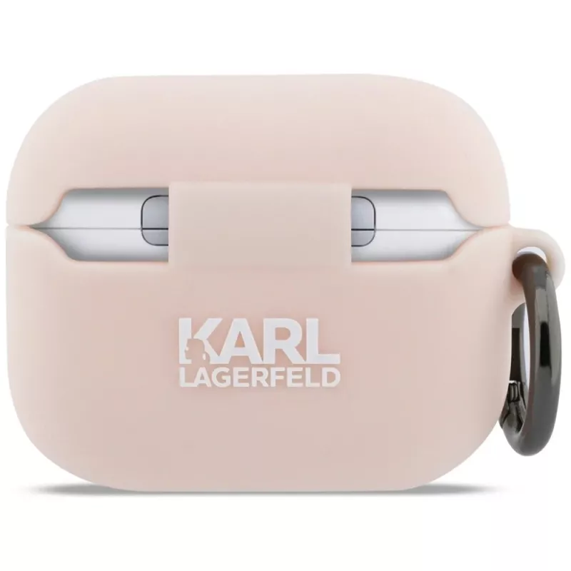 Custodia in silicone Karl Lagerfeld Choupette Head 3D per AirPods Pro 3, rosa