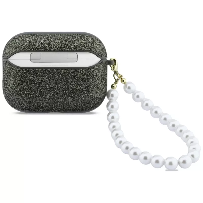 Custodia Guess Glitter Pearl Strap per AirPods Pro 3, cachi