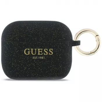 Custodia in silicone Guess Glitter Ring per AirPods Pro 3, nero
