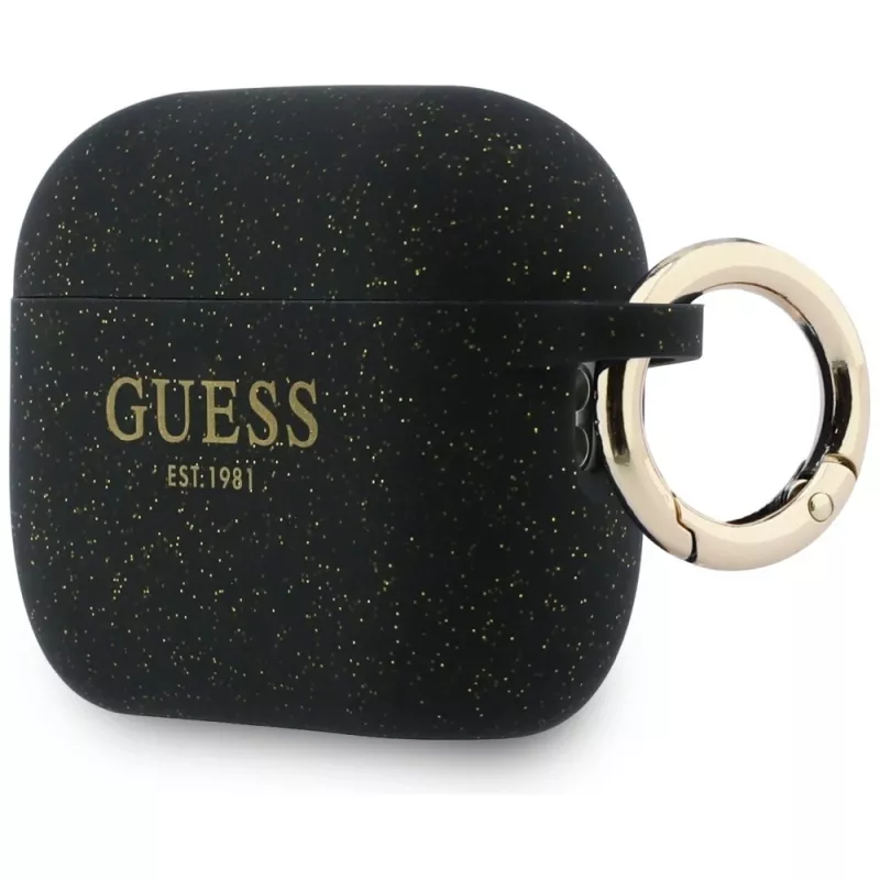 Custodia in silicone Guess Glitter Ring per AirPods Pro 3, nero