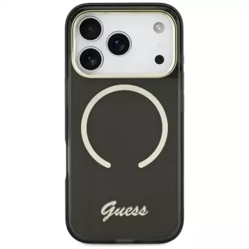 Guess IML Script Metal Custodia MagSafe per Apple iPhone 17, nero