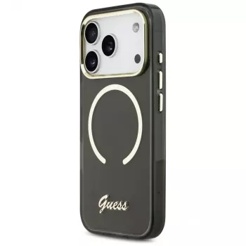 Guess IML Script Metal Custodia MagSafe per Apple iPhone 17 Pro Max nero