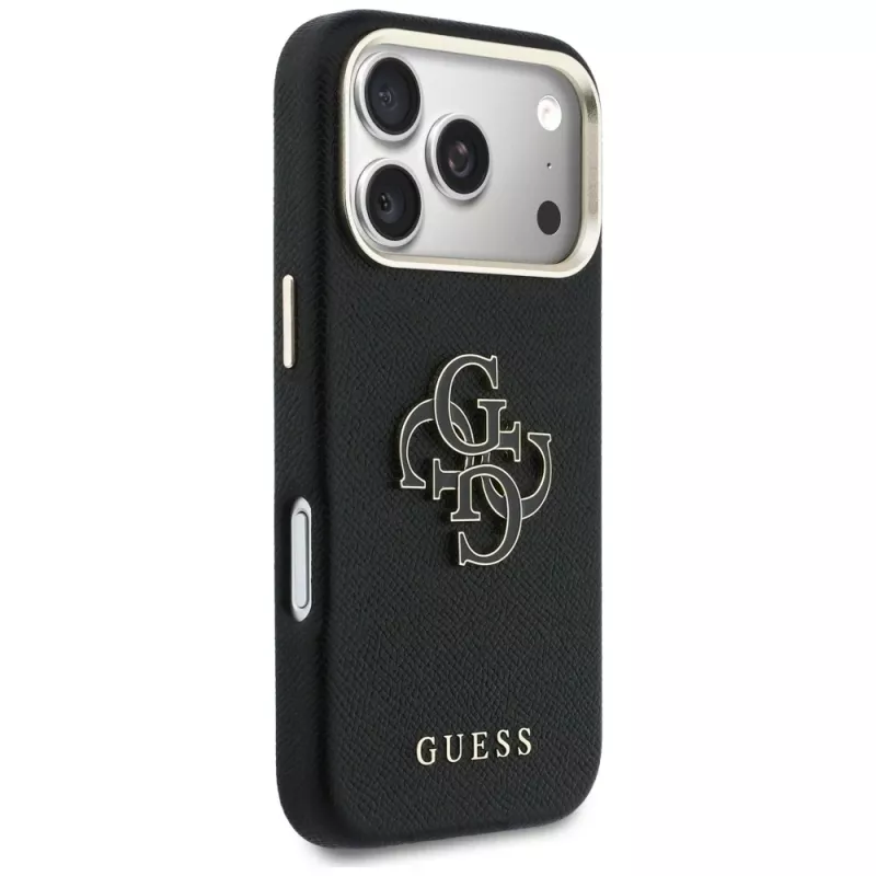 Guess FW Resin Logo Back Cover per Apple iPhone 17 Pro, Nero
