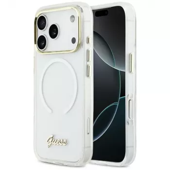 Guess IML Gradient Script Metal Custodia MagSafe per iPhone 17 Pro Max bianco