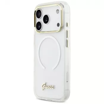 Guess IML Gradient Script Metal Custodia MagSafe per iPhone 17 Pro Max bianco