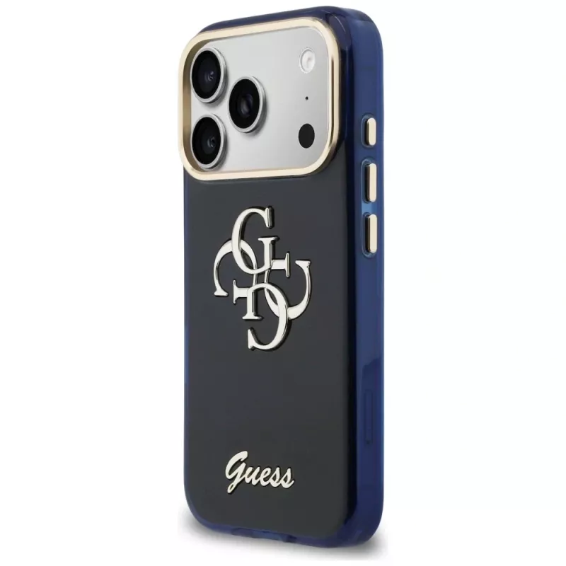 Guess IML 4G Script Metal Custodia per Apple iPhone 17 Pro - blu