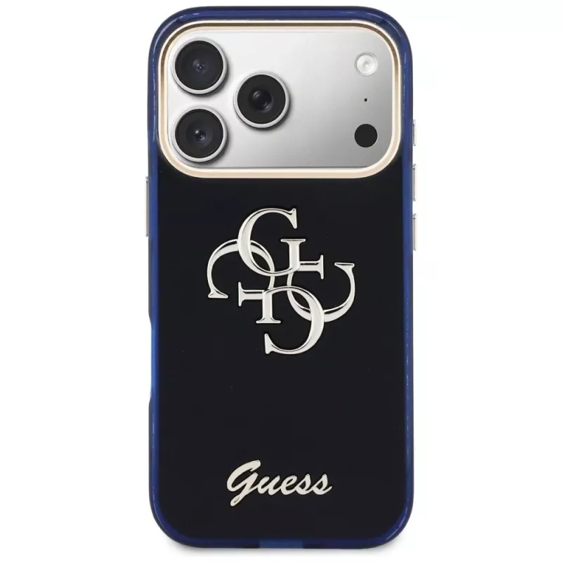 Guess IML 4G Script Metal Custodia per Apple iPhone 17 Pro - blu