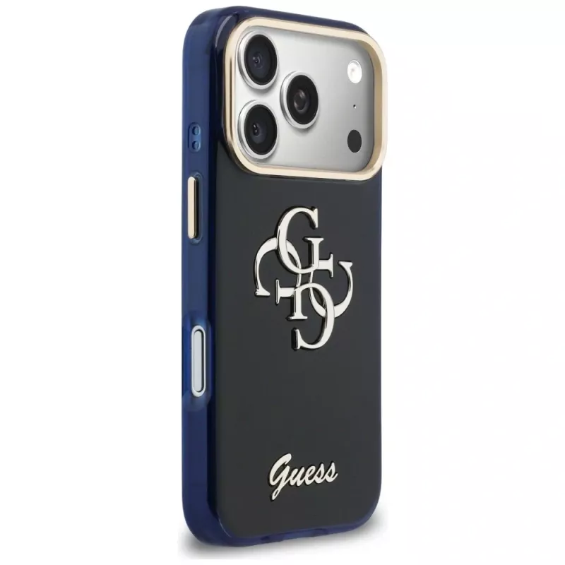 Guess IML 4G Script Metal Custodia per Apple iPhone 17 Pro - blu