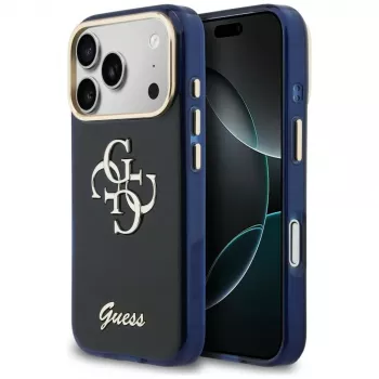 Guess IML 4G Script Metal Custodia per Apple iPhone 17 Pro Max - blu