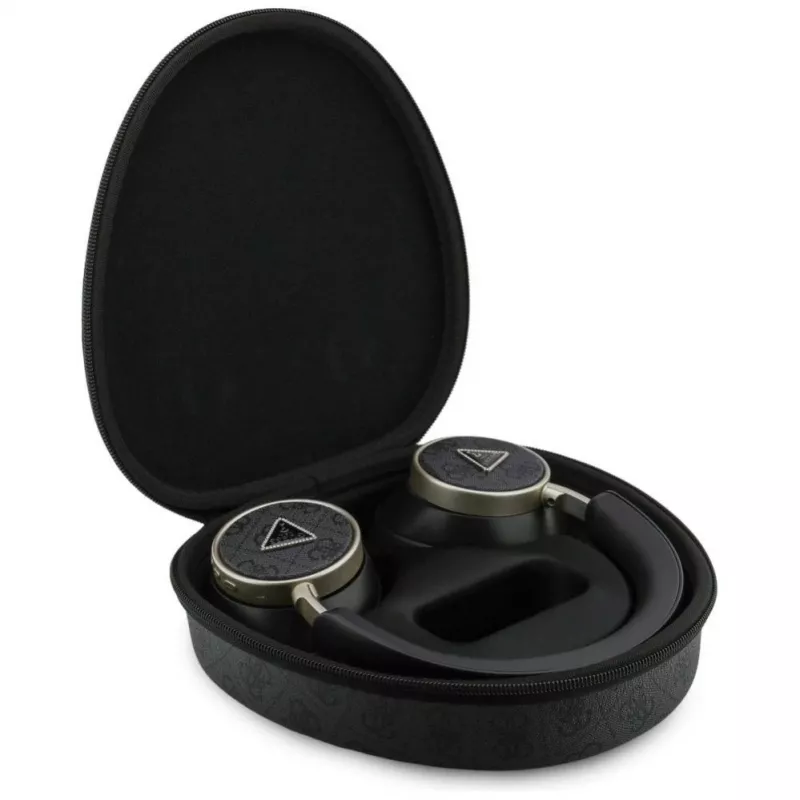 Guess 4G Triangle Logo Cuffie Over-Ear Wireless Bluetooth 5.4 con ENC, nero
