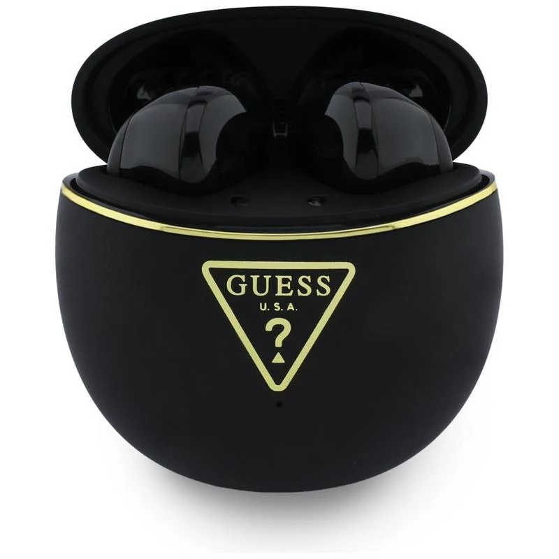 Guess Gold Line Triangle Auricolari TWS Bluetooth con custodia di ricarica (nero)