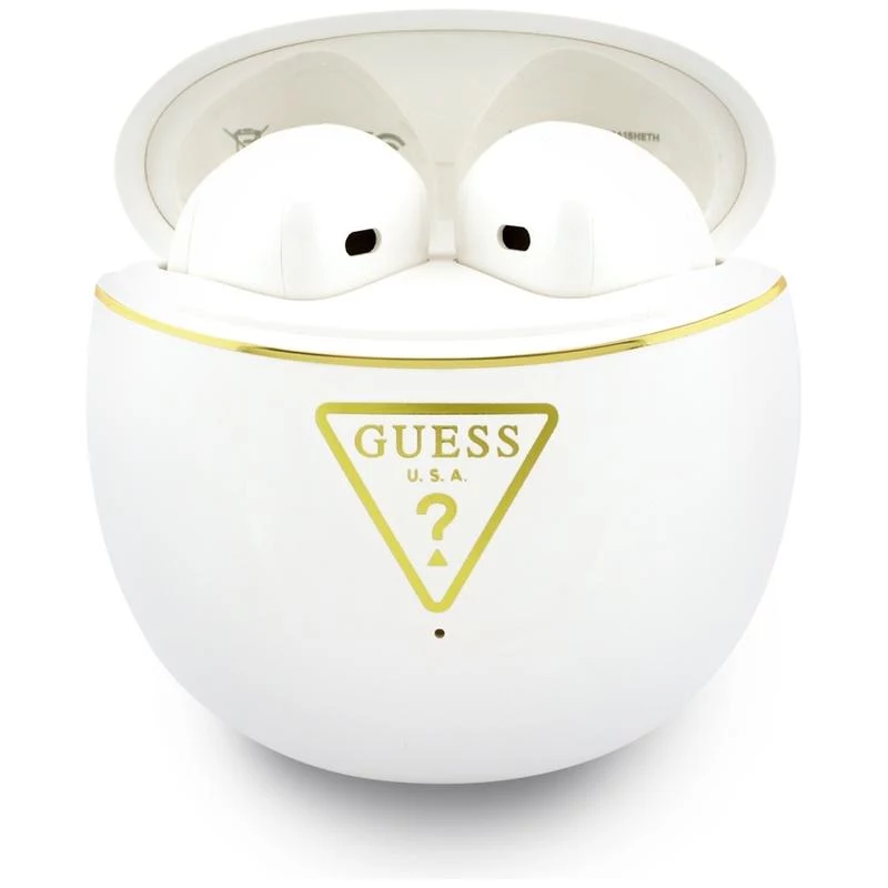 Guess Gold Line Triangle - Cuffie TWS Bluetooth con custodia di ricarica (bianco)