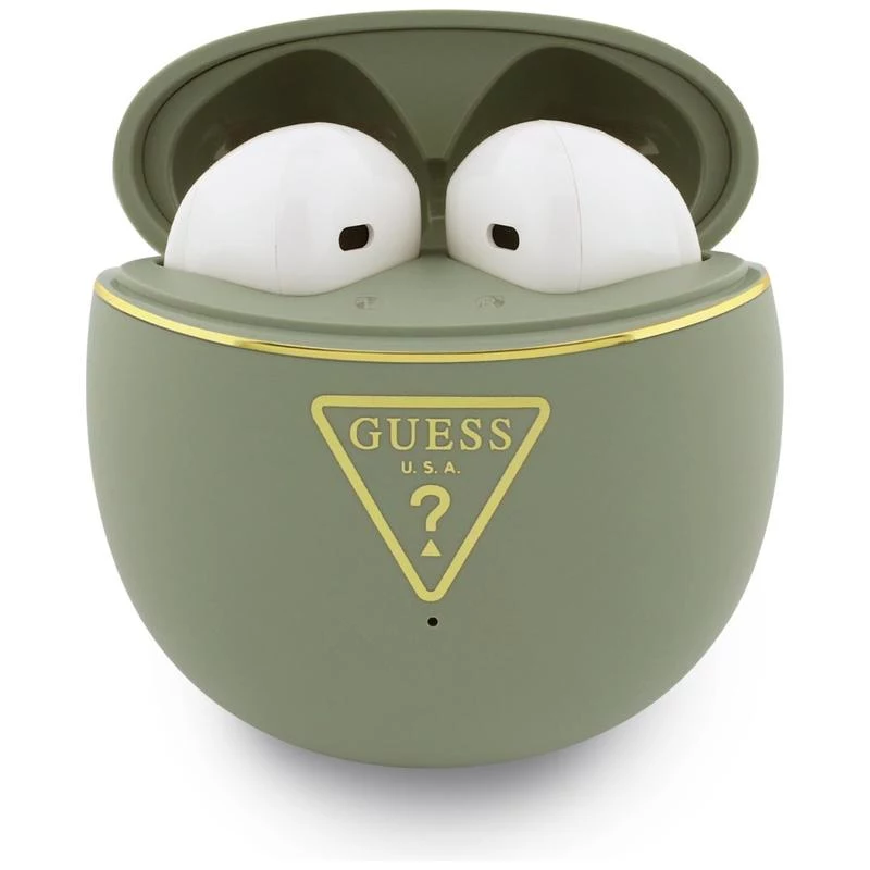 Guess Gold Line Triangle Auricolari TWS Bluetooth con custodia di ricarica (khaki)