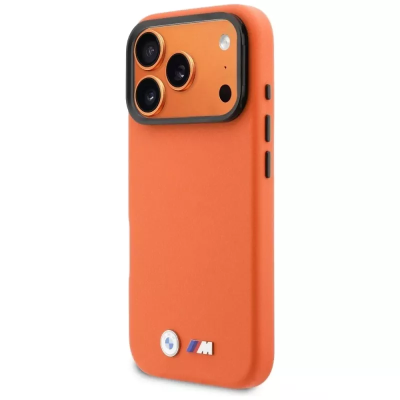 BMW M Metal Logo Cover MagSafe per iPhone 17 Pro arancione