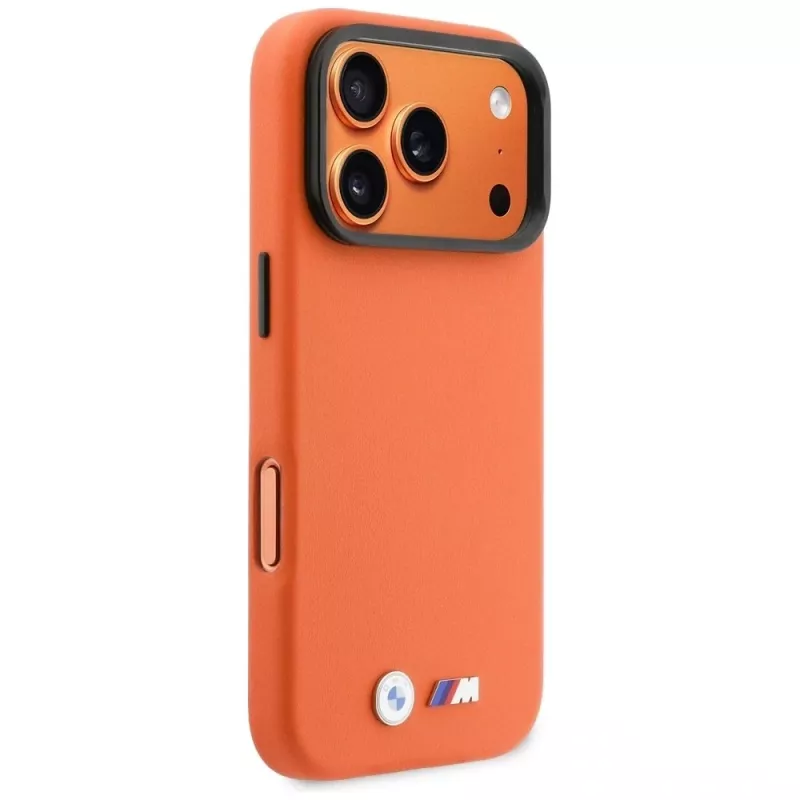 BMW M Metal Logo Cover MagSafe per iPhone 17 Pro arancione